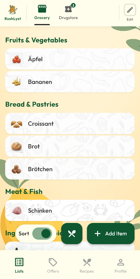 Grocery List Screen